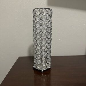 Elegant Silver Crystal Candle Holder